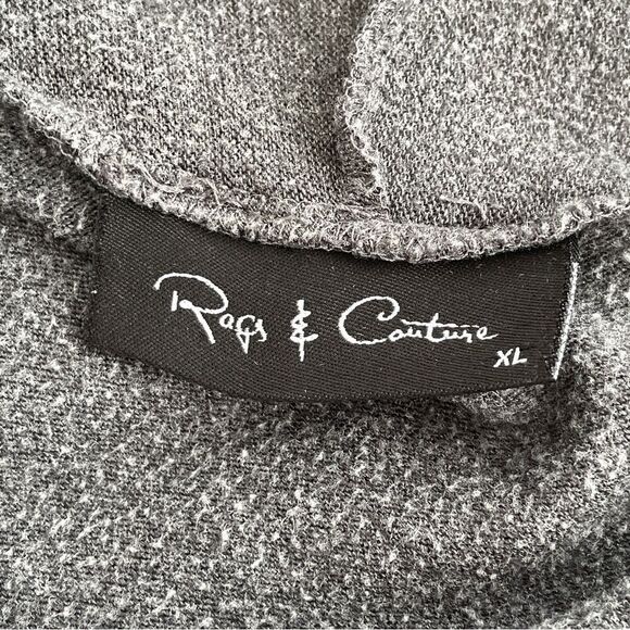 Rags and Couture Women's Grey Hacci Draped Open Front Cardigan Size XL - Picture 5 of 7